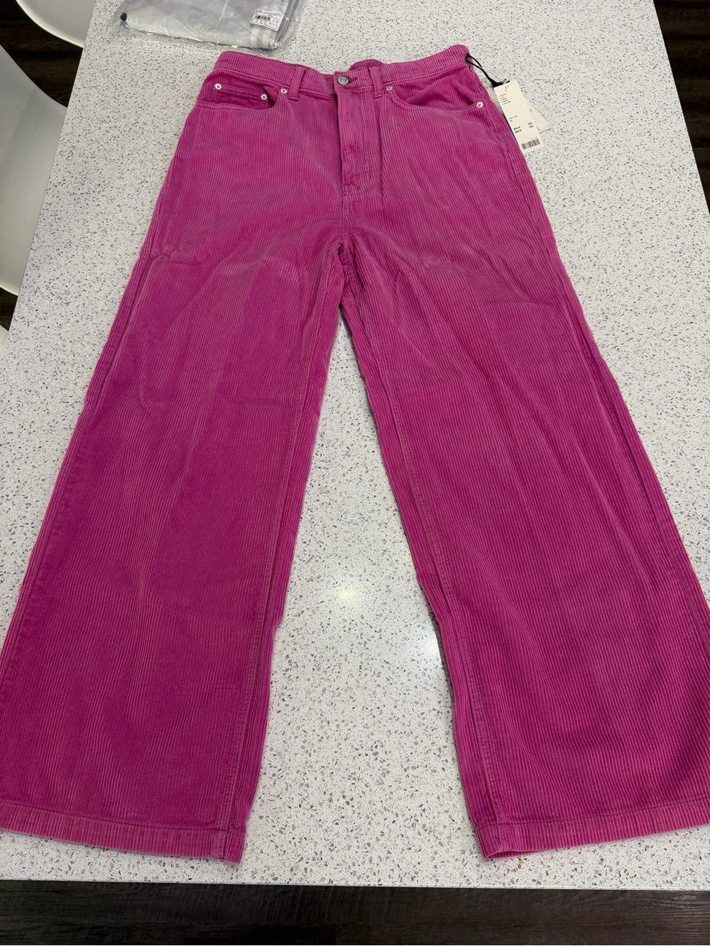 Bright Pink Wide-Leg Corduroy Pants